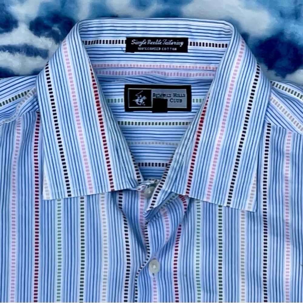 Vintage Single Needle Tailoring Beverly Hills Polo Club 100% Combed Cotton Shirt